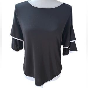 🔥🔥ALWAYS INDIGO Top BLACK WITH White Trim WOMENS SIZE SMALL